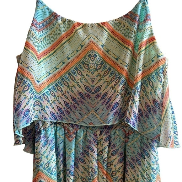 Boho Multicolored Maxi Multiprint Sleeveless Lined Dress  Sz M - Picture 6 of 11